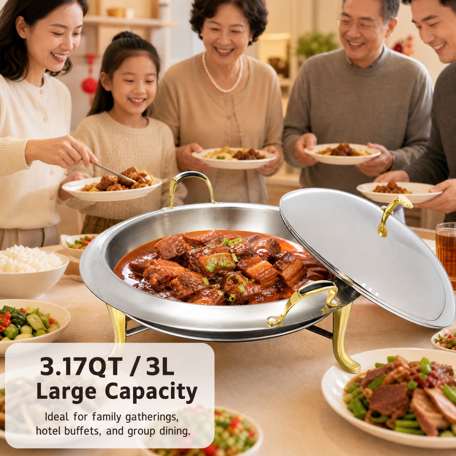 Round Chafing Dish Buffet Set  - Snacks Food Warmer recension och pris