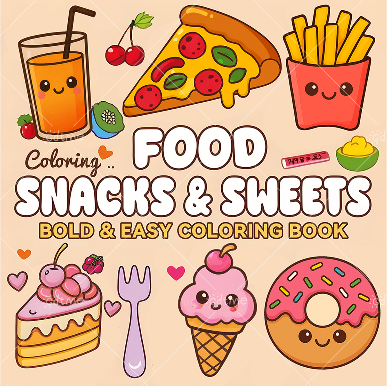 FOOD SNACKS & SWEETS Themed Co - Food Snacks Coloring Book recension och pris