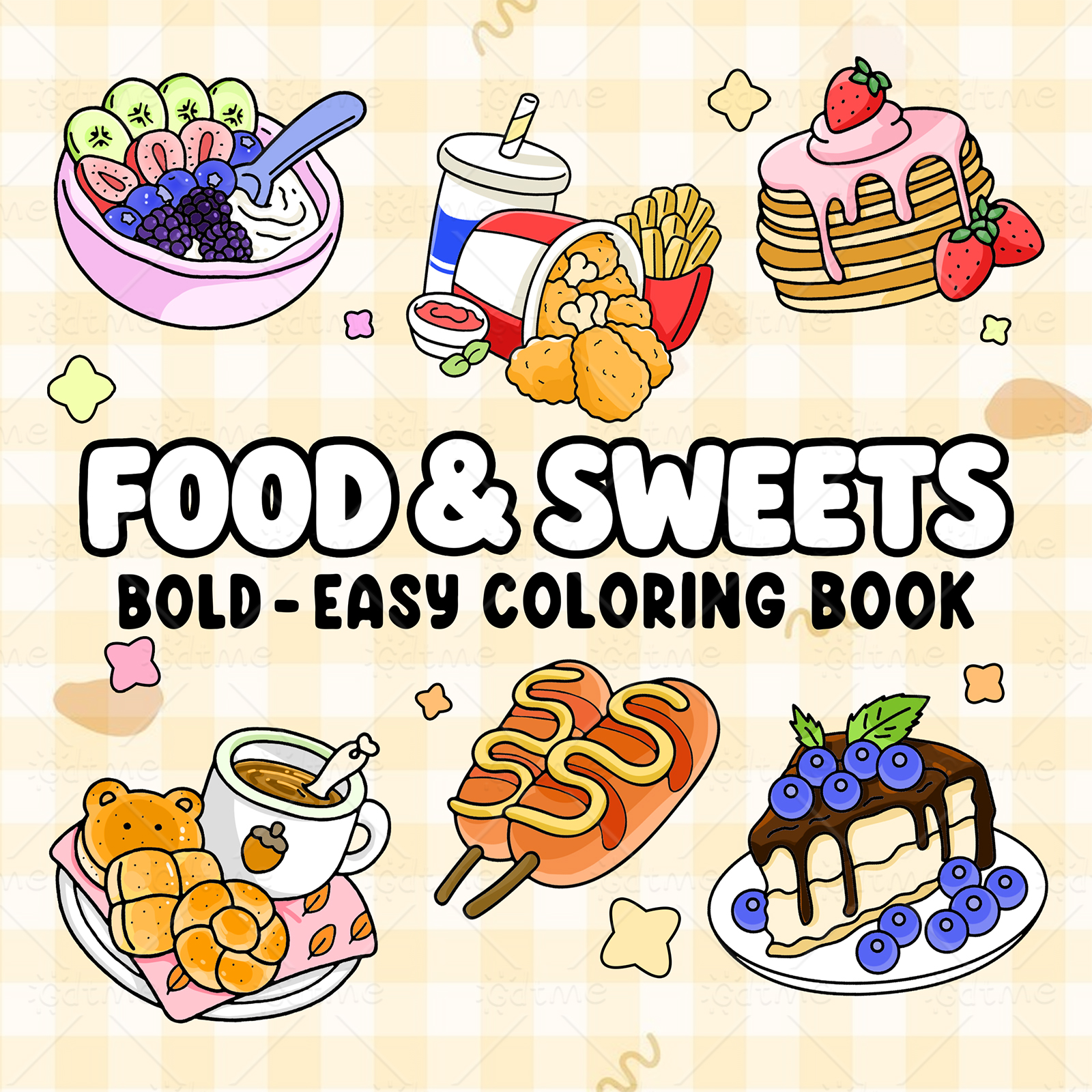 FOOD SWEETS Bold-easy Patterns - Food Snacks Coloring Book recension och pris