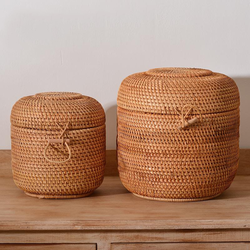 Handwoven Rattan Tea Storage B - Food Snacks Box recension och pris