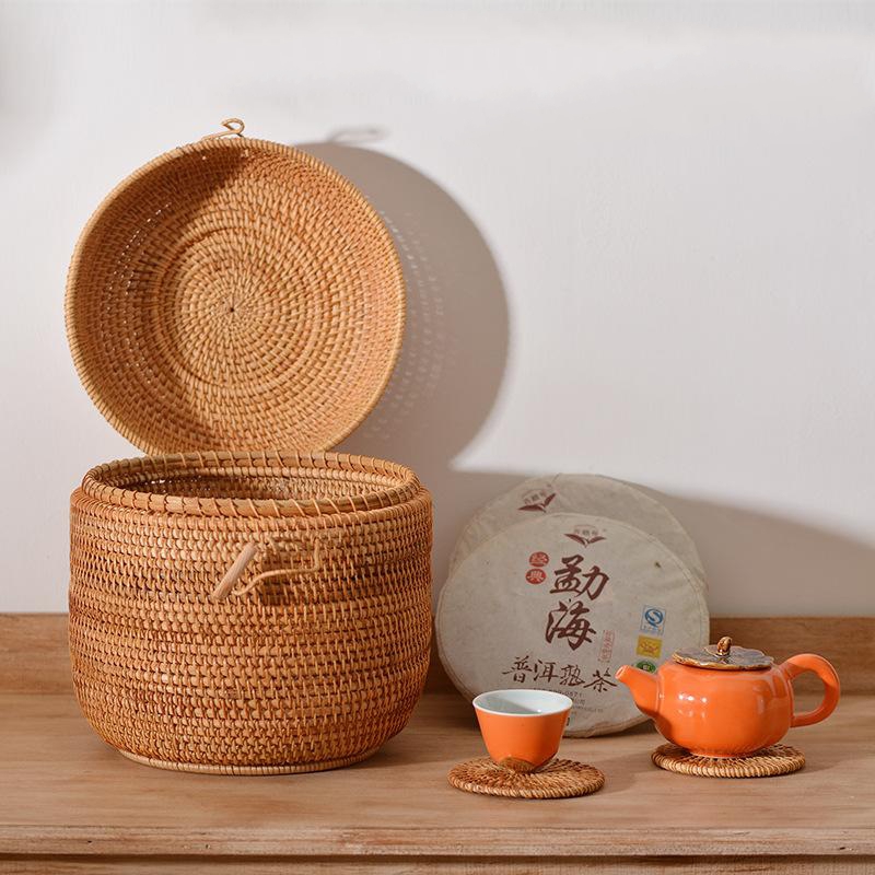 Handwoven Rattan Tea Storage B - Food Snacks Box recension och pris