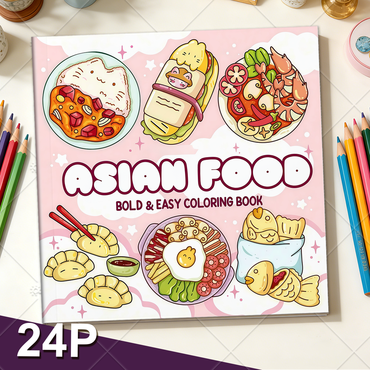 ASIAN Food Bold-easy Patterns  - Food Snacks Coloring Book recension och pris