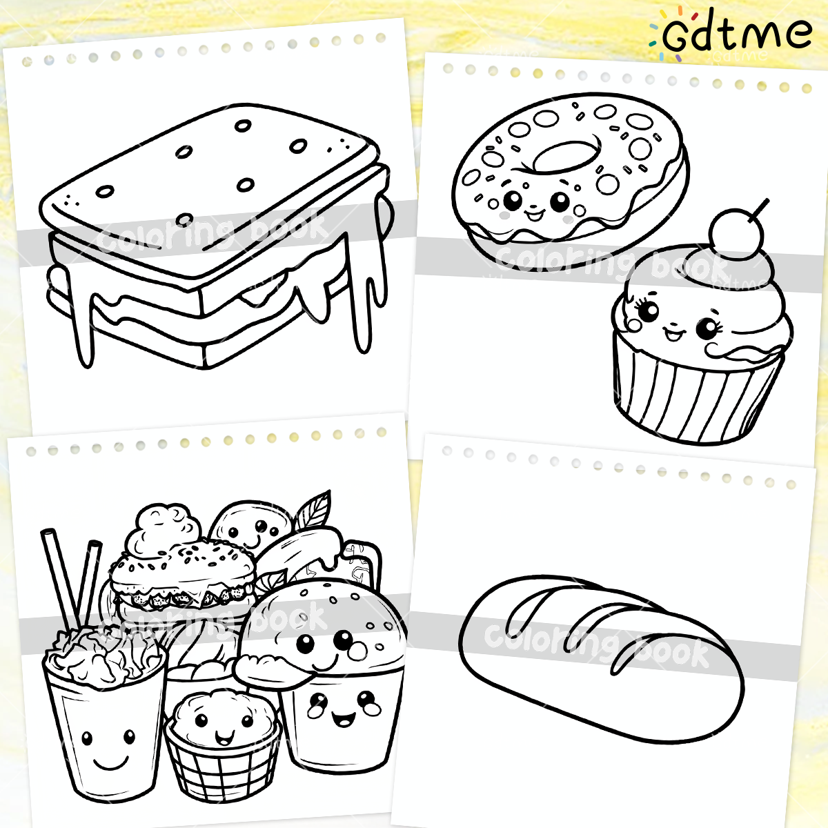 FOOD SNACKS & SWEETS Themed Co - Food Snacks Coloring Book recension och pris