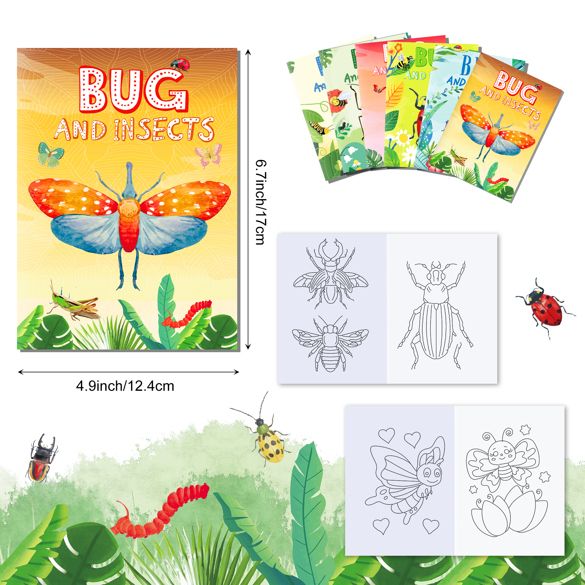 12pcs Cartoon Insect Bug Sprin - Food Snacks Coloring Book recension och pris