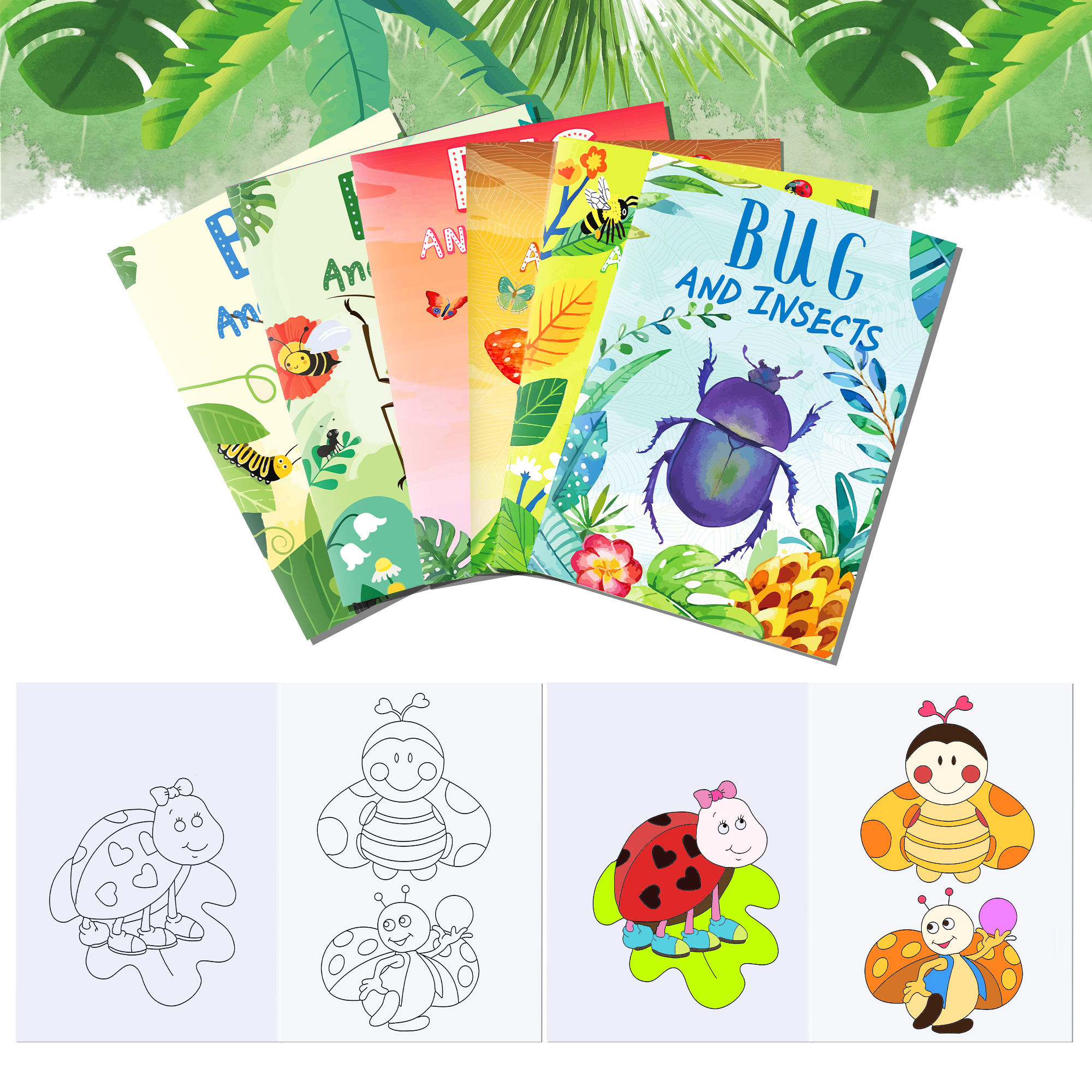 12pcs Cartoon Insect Bug Sprin - Food Snacks Coloring Book recension och pris