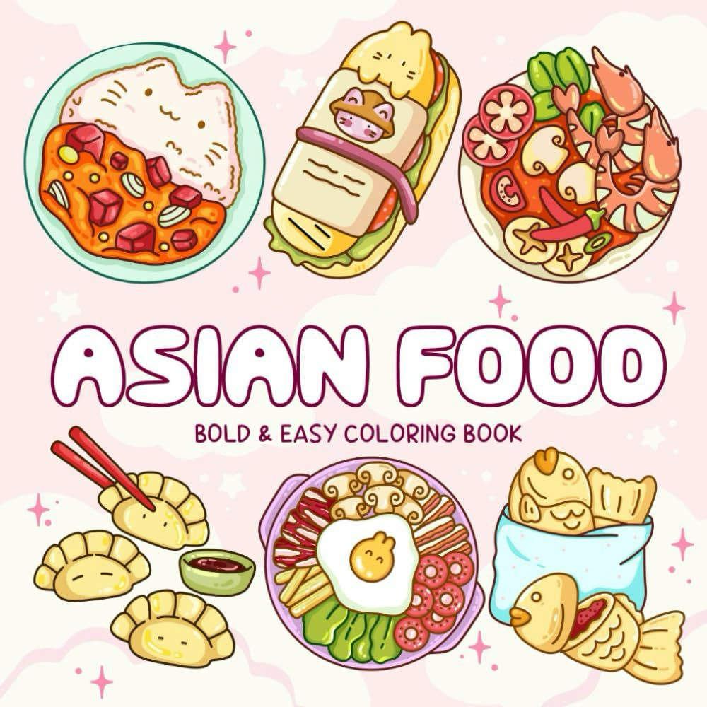 Asian Food Easy-bold Coloring  - Food Snacks Coloring Book recension och pris